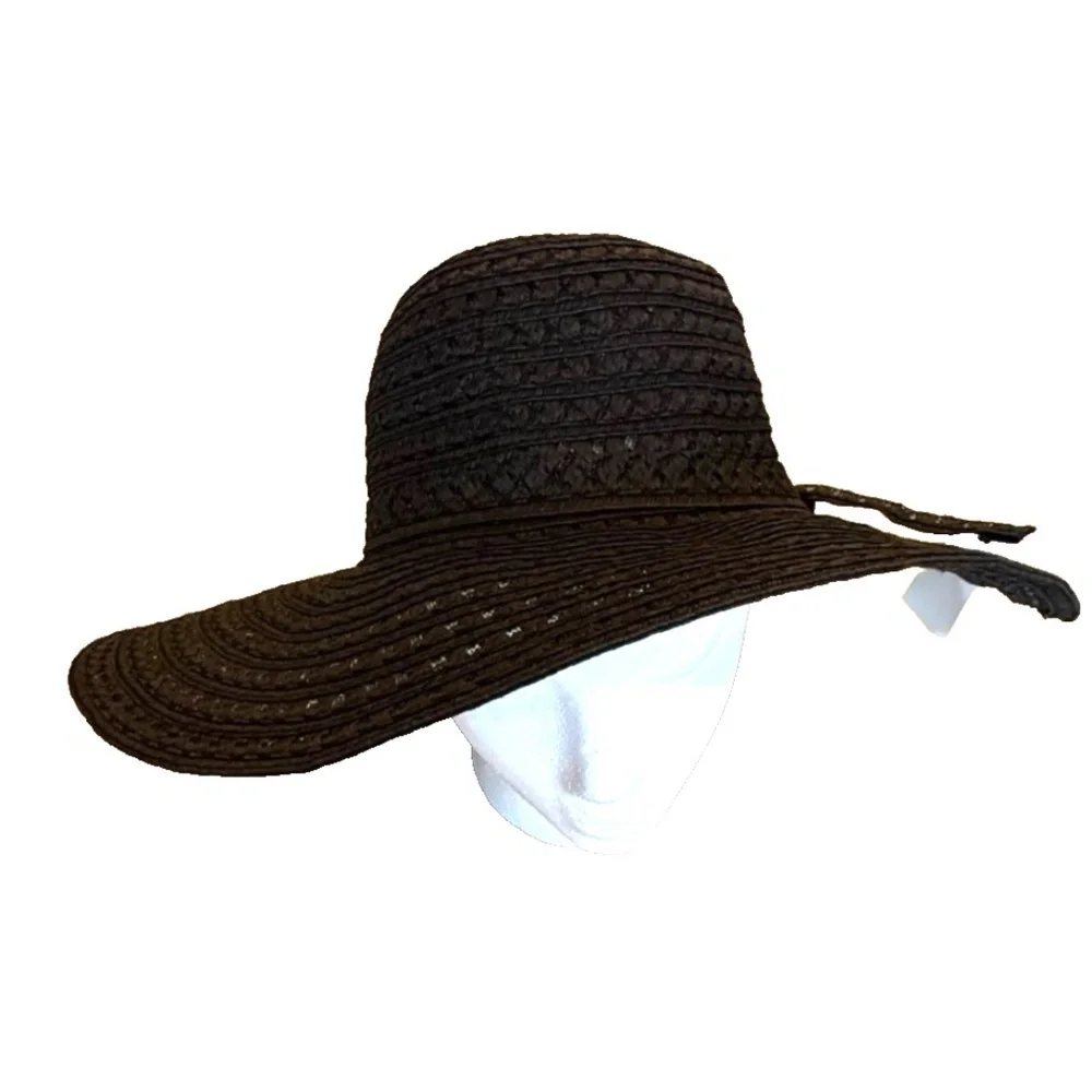Maddhatter Women's Woven Wide Brim Sun‎ Hat; Black; One Size NWT